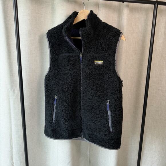 L.L.Bean Sherpa Fleece Vest Men’s M Black Cozy Outdoor Core Layer - Picture 9 of 14